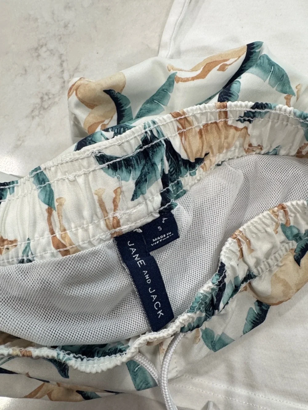 Janie and Jack Camel Swim Trunks and Cotton Shirt 5T - Picture 4 of 8